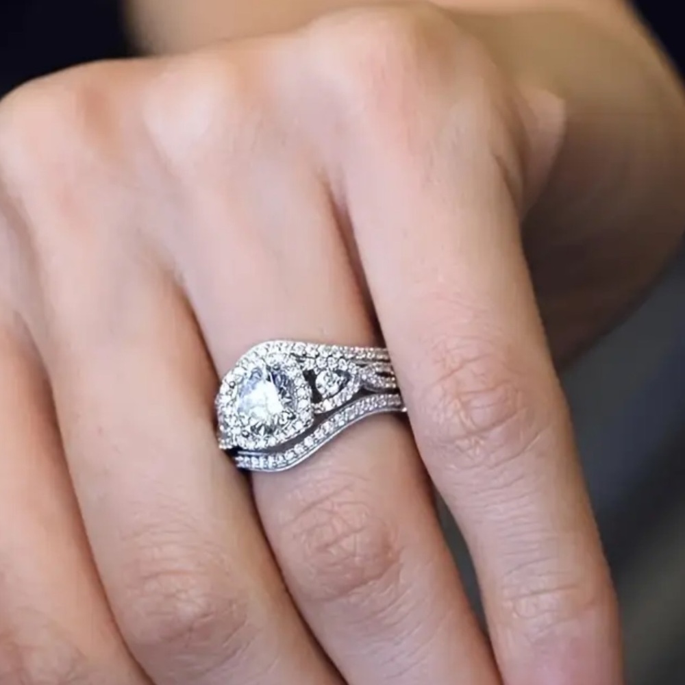 Set of 3 Stylish Stacking Rings Adorned with Sparkling Zirconia
